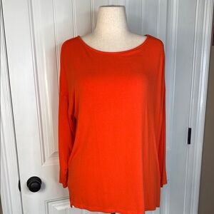 Ralph Lauren Sz 1X Orange Stretch Shirt /Top 3/2 Sleeves